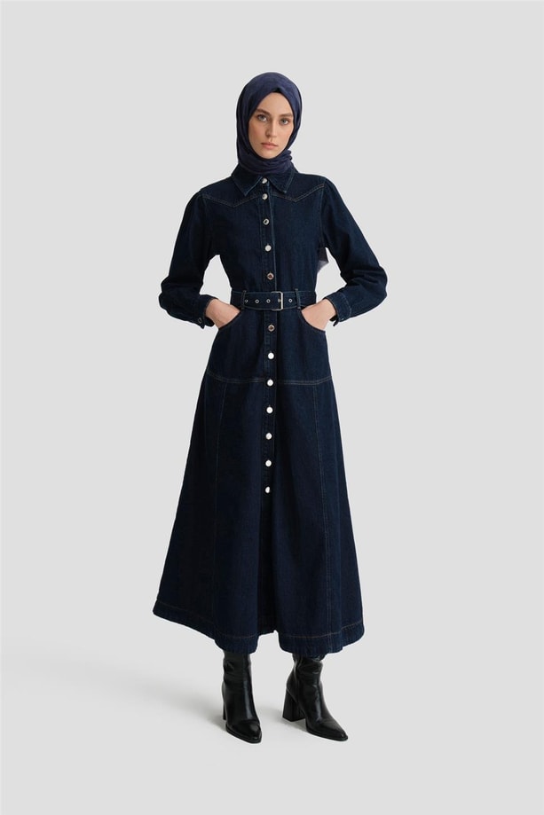 Armine Elbise 24KD3415 Koyu Mavi