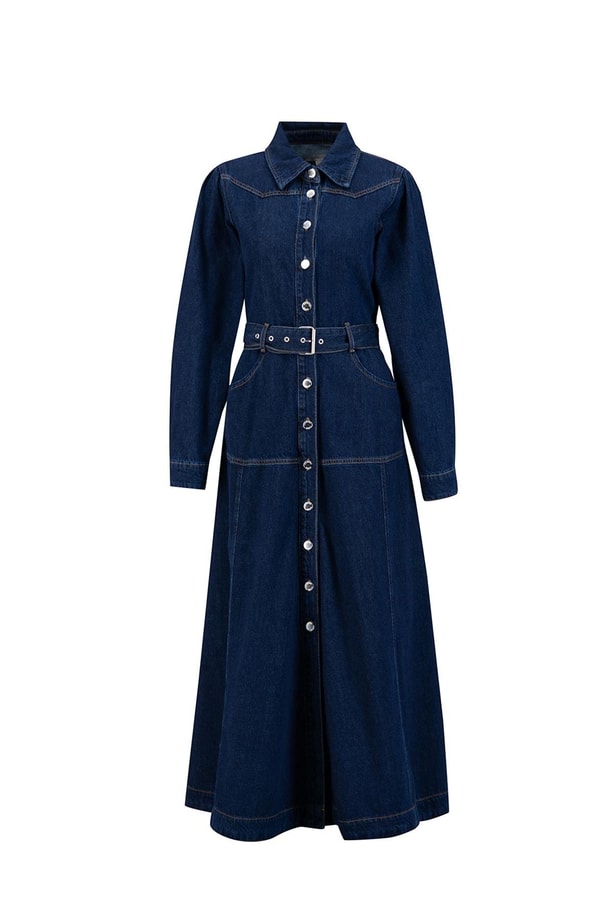 Armine Denim Elbise 24KD3415 Koyu Mavi