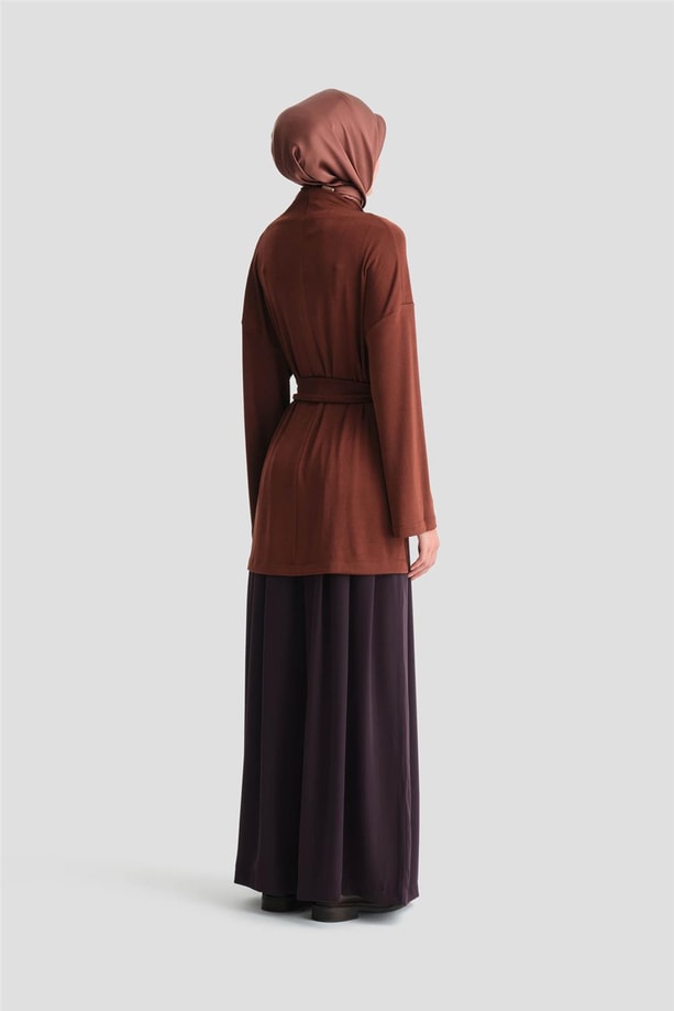 Armine Drapeli Bluz 24K3614 Kızıl Kahve