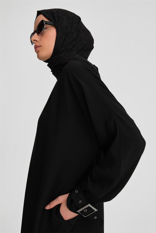 Armine Kolu Tokalı Tunik Elbise 24K4314 Siyah