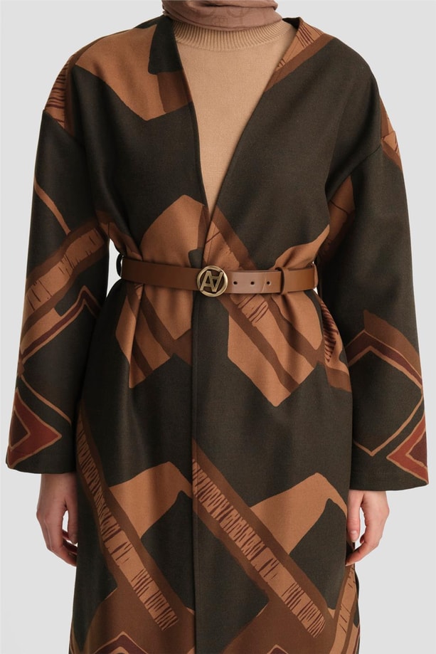 Armine Desenli Hırka 24K5604 Kiremit