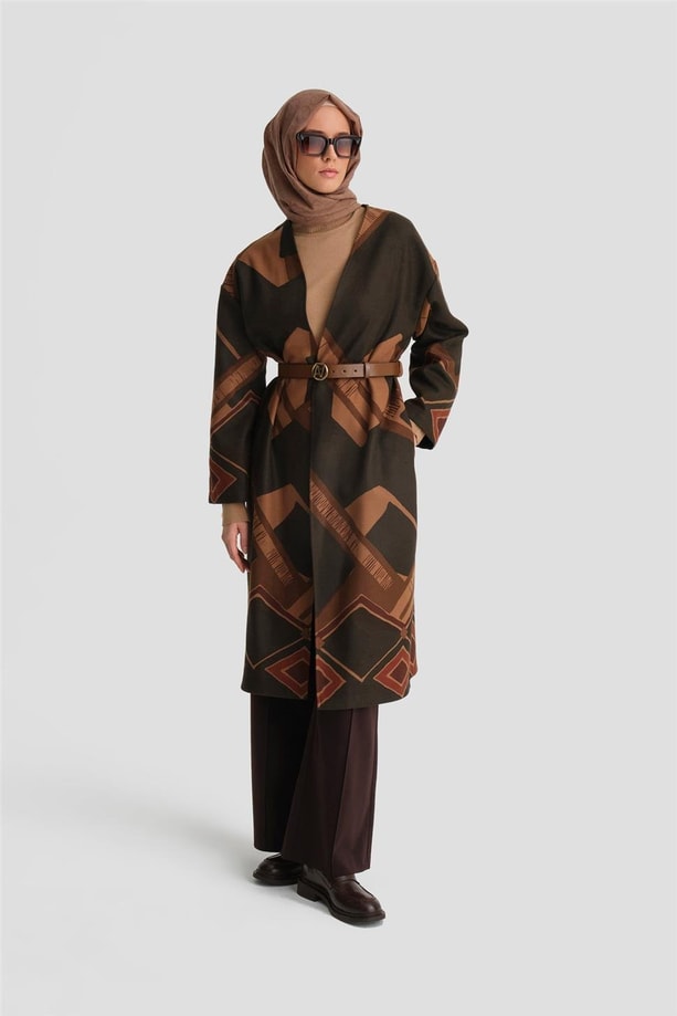Armine Desenli Hırka 24K5604 Kiremit