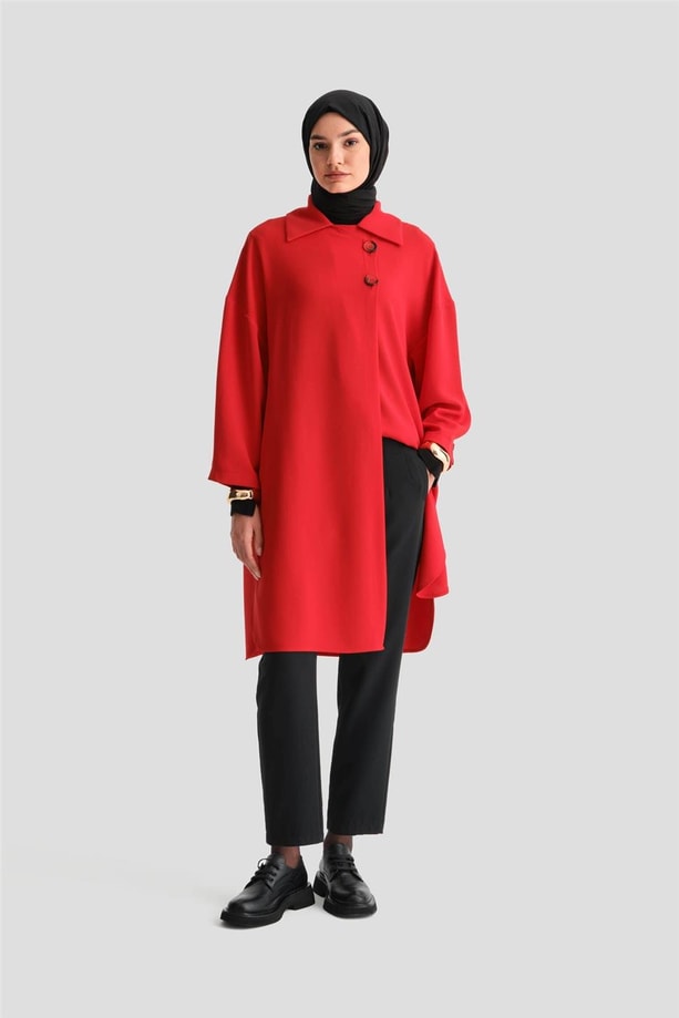 Armine Yarım Astarlı Giy Çık 24K5605 Kırmızı