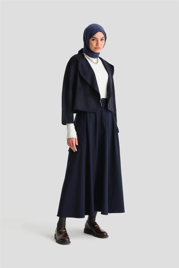 Armine Çoban Dikişli Hırka 24K5715 Lacivert
