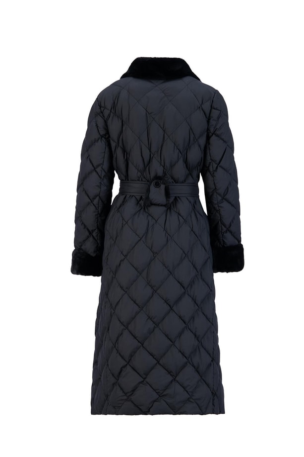 Armine Kürk Mixli Kapitone Mont 24KD6402 Siyah