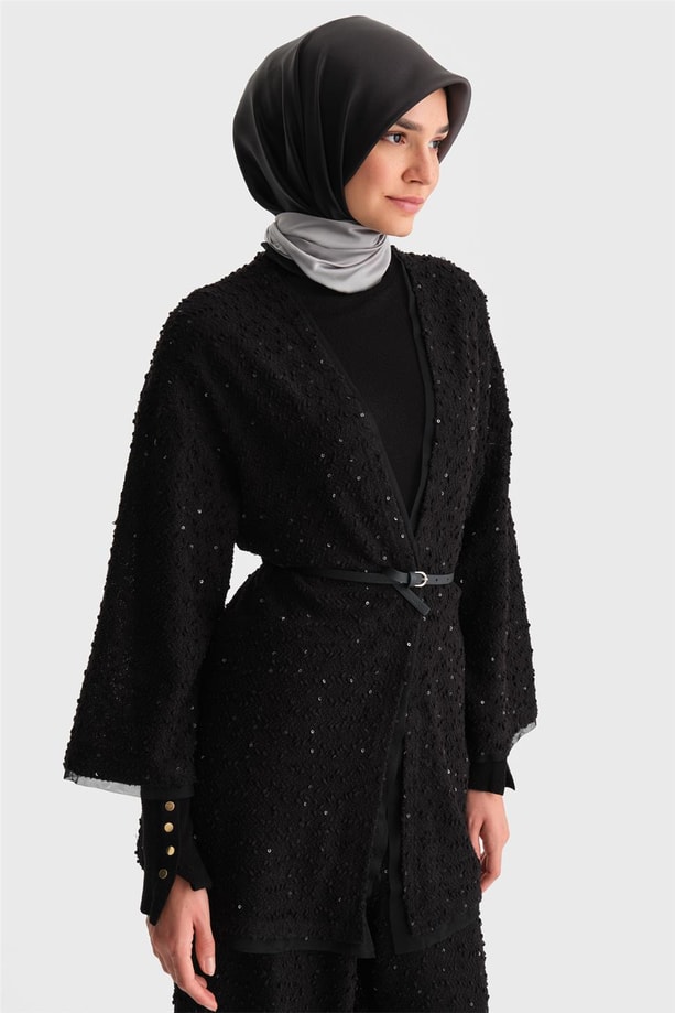 Armine Pırıltılı Örme Takım 24K6905 Siyah