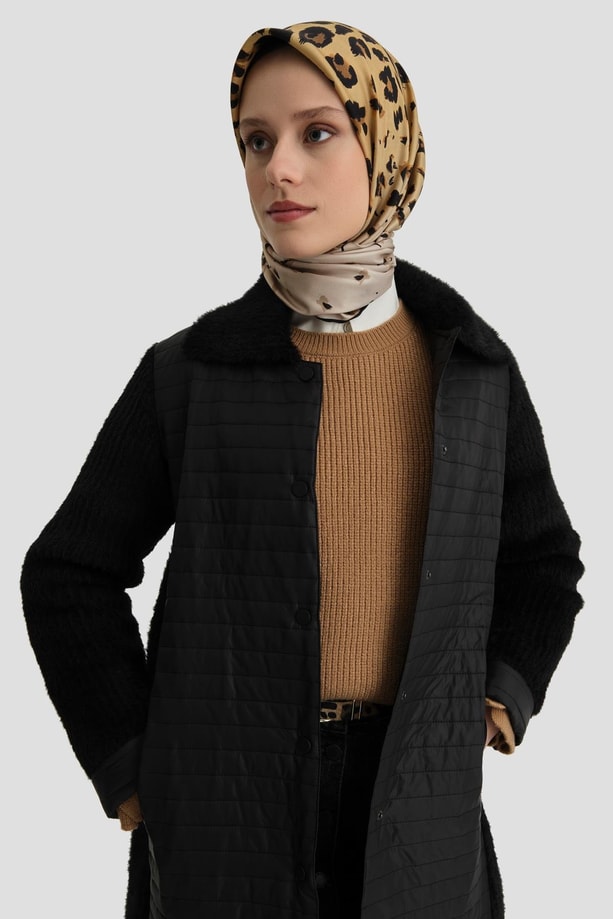 Armine Yumuşak Trikolu Kapitone Kap 24K7507 Siyah