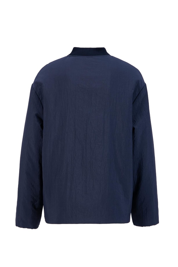 Armine Yaka Ribanalı Bomber Mont 24KD7522 Lacivert