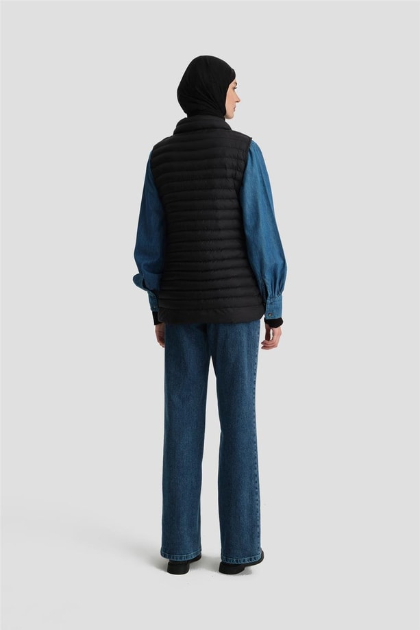Armine İnce Kapitone Yelek 24KD7526 Siyah
