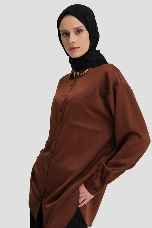 Armine Gömlek 24KD9240 Acı Kahve