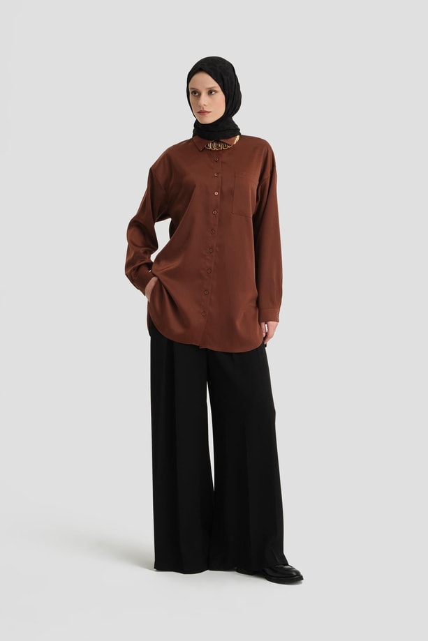 Armine Gömlek 24KD9240 Acı Kahve