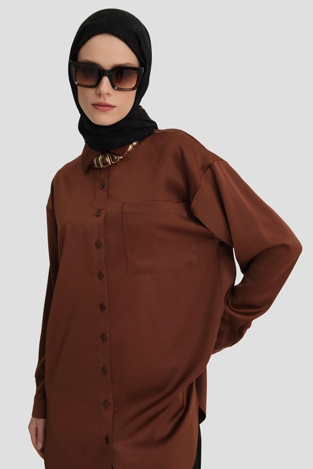 Armine Gömlek 24KD9240 Acı Kahve