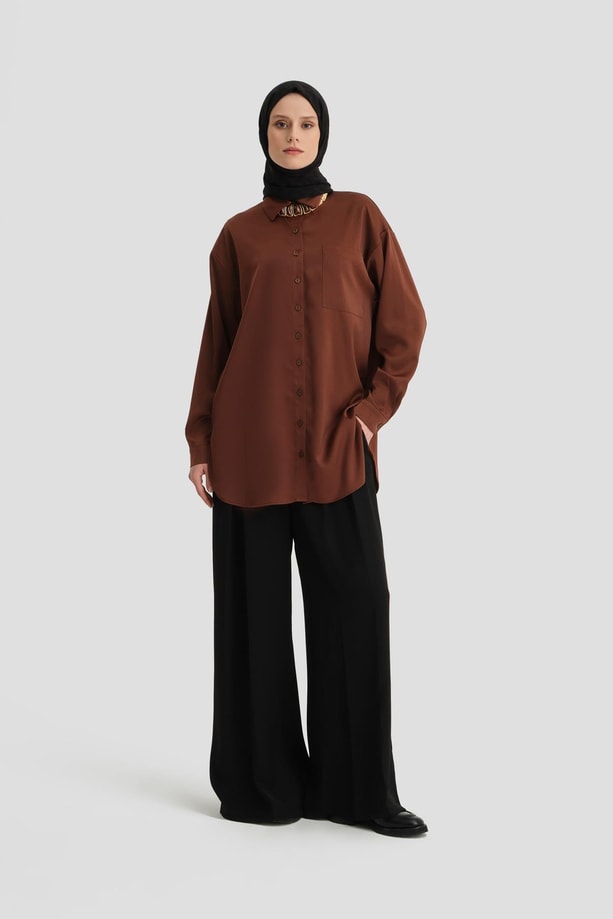 Armine Gömlek 24KD9240 Acı Kahve