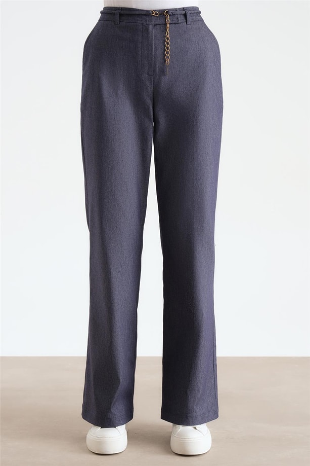 Armine Beli Zincirli Pantolon 24Y2612 Lacivert