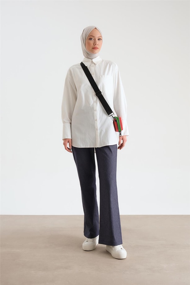 Armine Beli Zincirli Pantolon 24Y2612 Lacivert