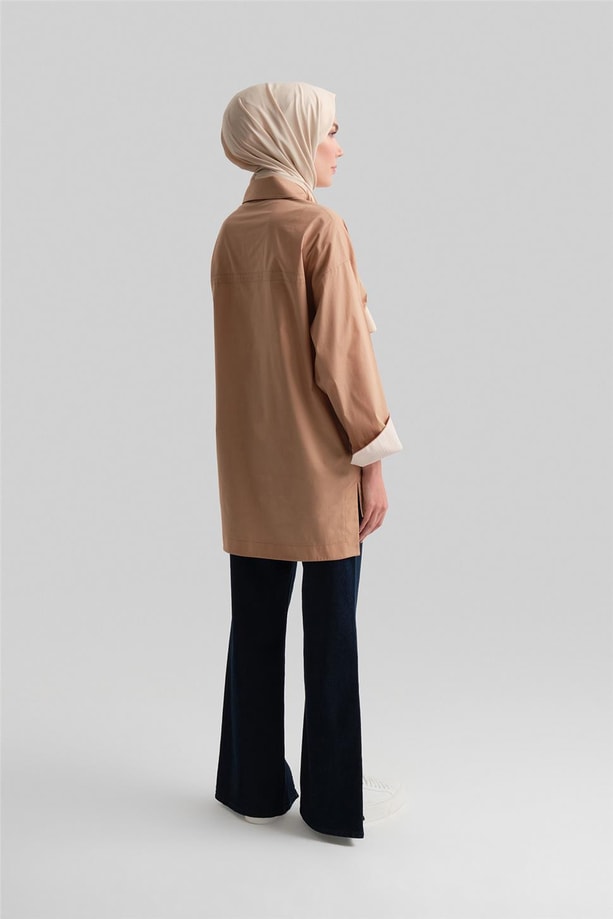 Armine Çizgili Manşetli Gömlek 24Y3506 Camel