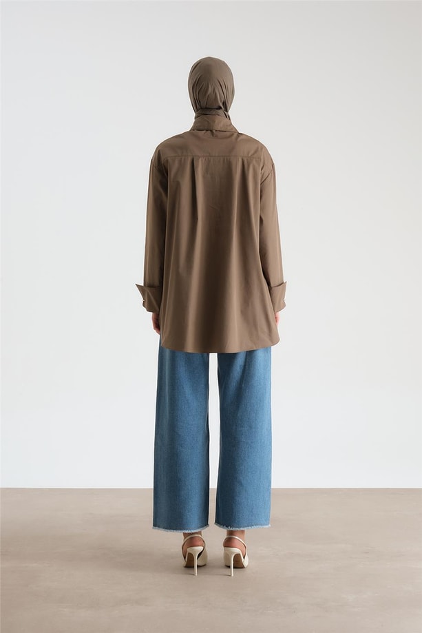Armine Manşeti Halkalı Oversize Gömlek 24Y3520 Haki