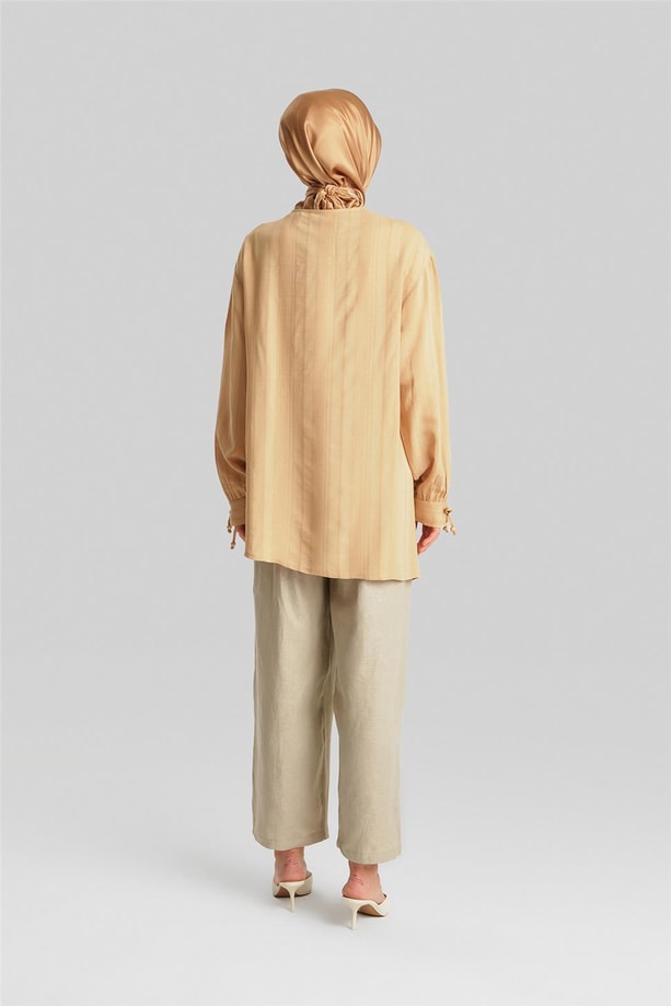 Armine Doku Çizgili Tunik 24Y4019 Camel