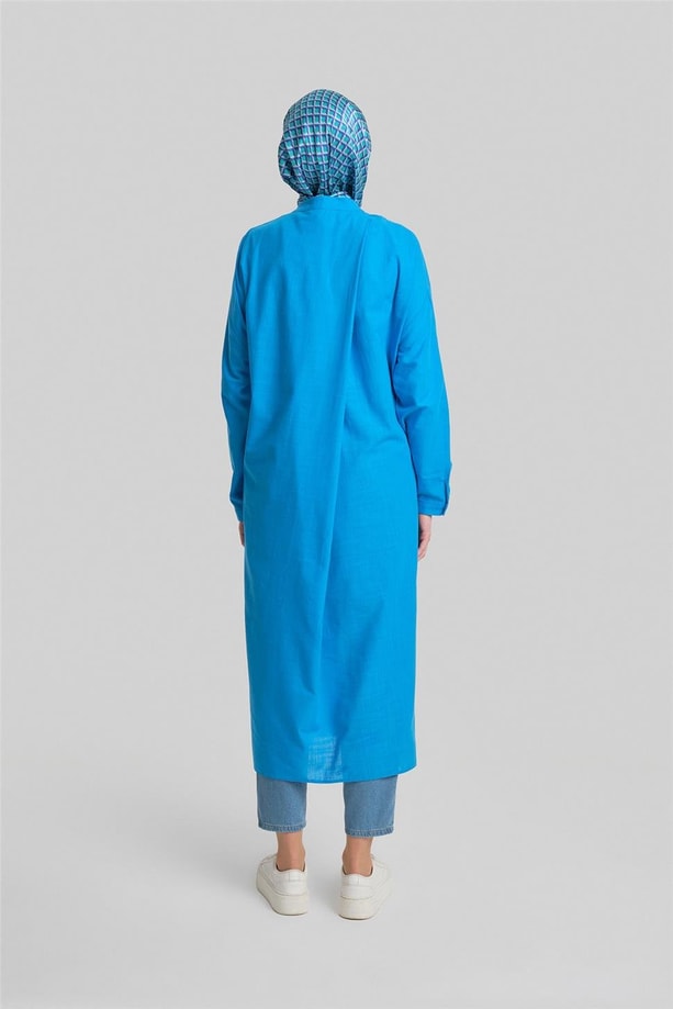 Armine Broşlu Tunik Elbise 24Y4107 Mavi