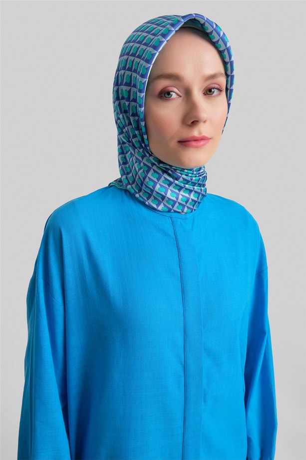 Armine Broşlu Tunik Elbise 24Y4107 Mavi