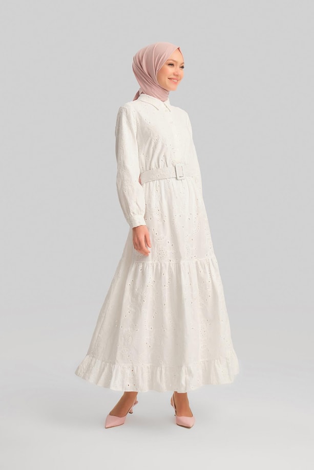 Armine Elbise 24YD4227 Beyaz