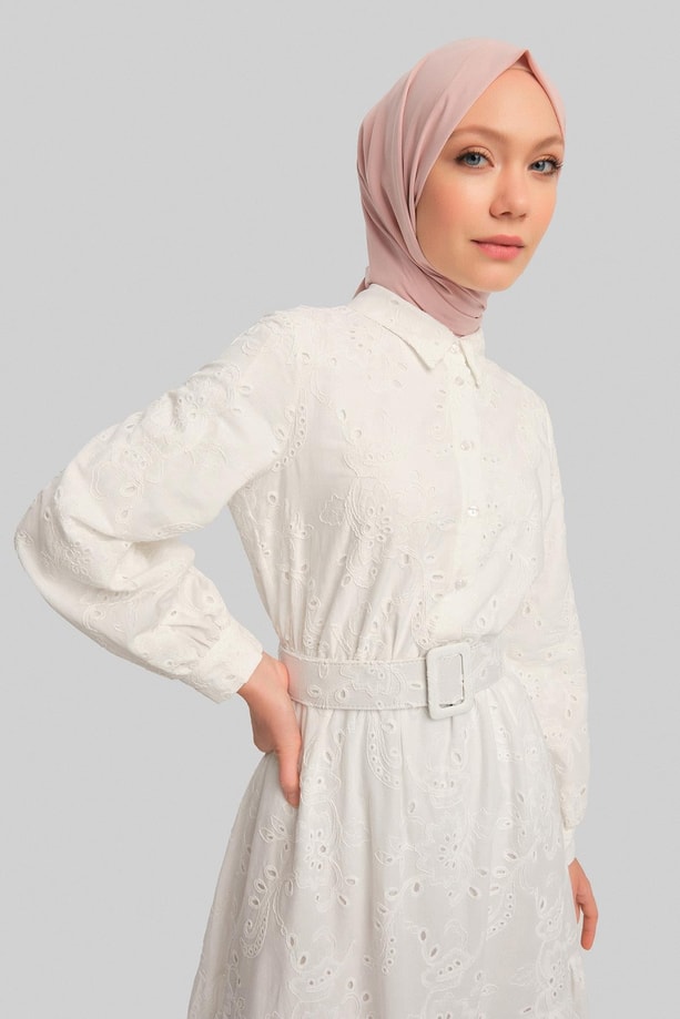 Armine Elbise 24YD4227 Beyaz