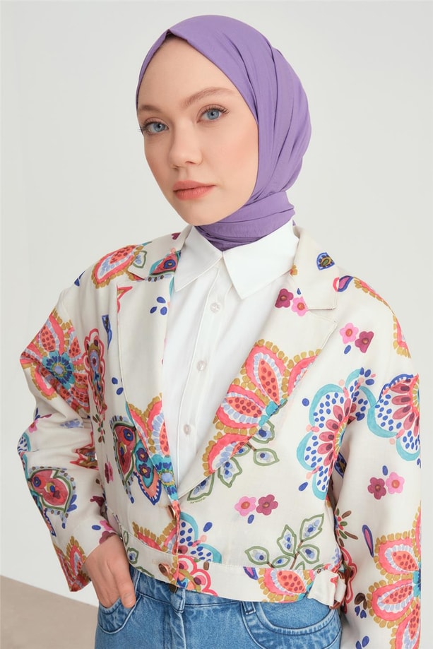 Armine Beli D Tokalı Desenli Ceket 24Y5407 Pembe
