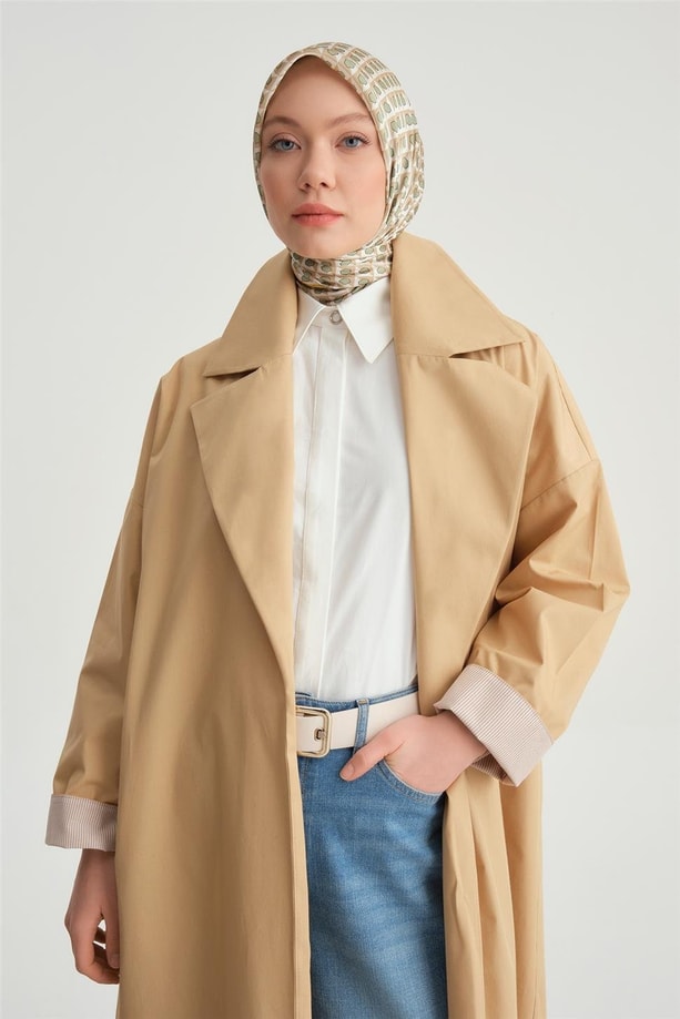 Armine Manşeti Çizgli Trençkot  24Y5502 Camel