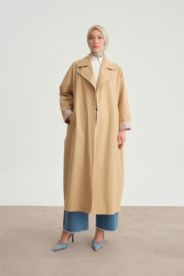 Armine Manşeti Çizgli Trençkot  24Y5502 Camel