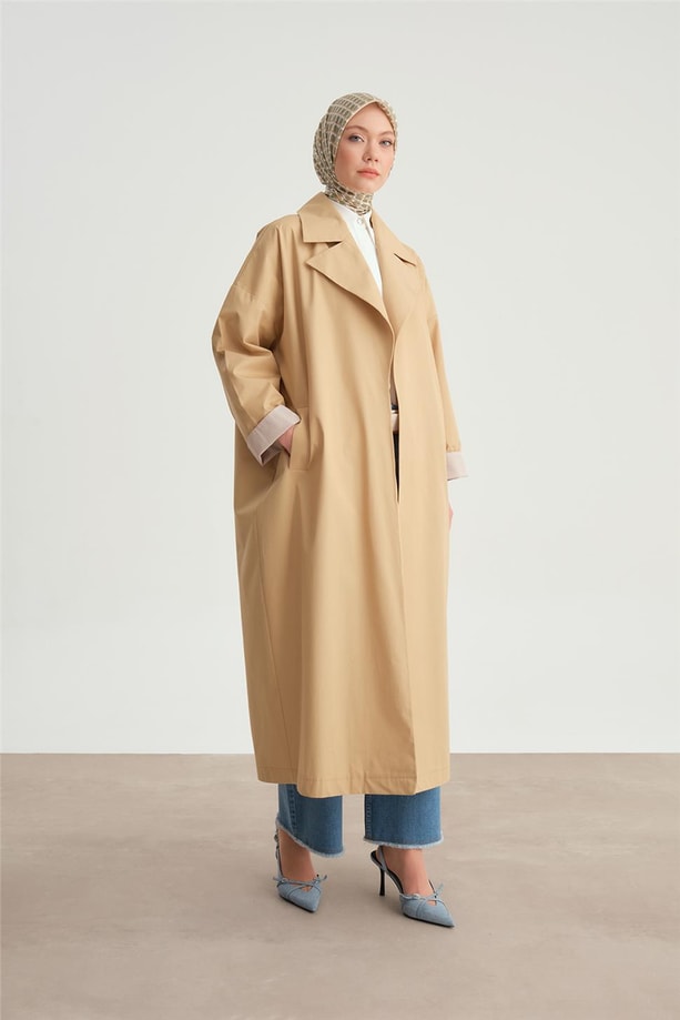 Armine Manşeti Çizgli Trençkot  24Y5502 Camel