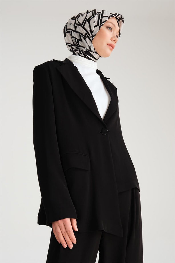 Armine Asimetrik Ceketli Pantolonlu Takım 24Y6800 Siyah