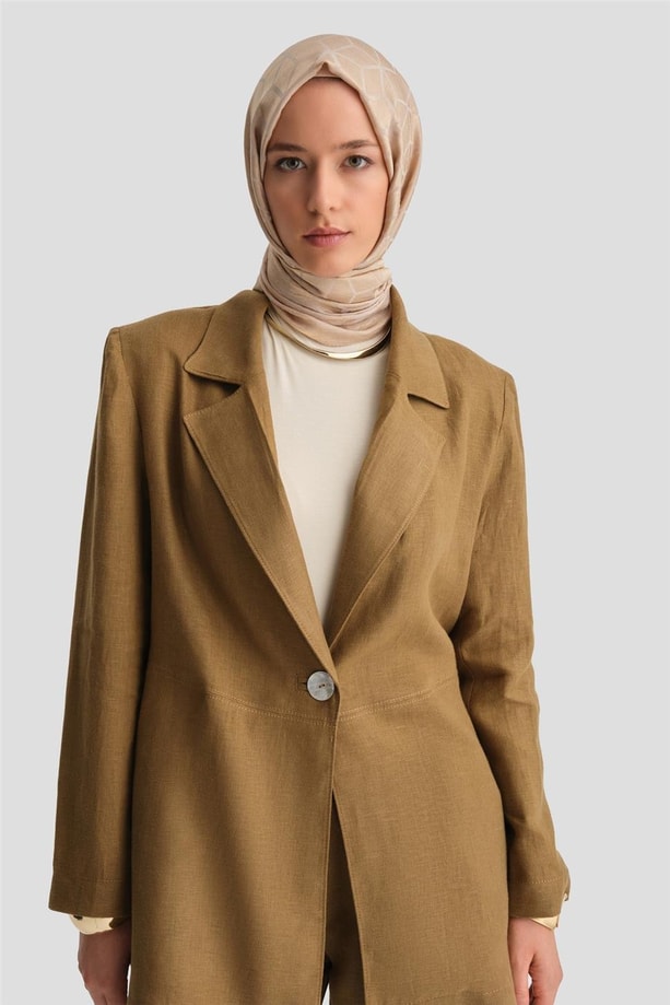 Armine Keten Ceketli Takım 24Y6821 Camel