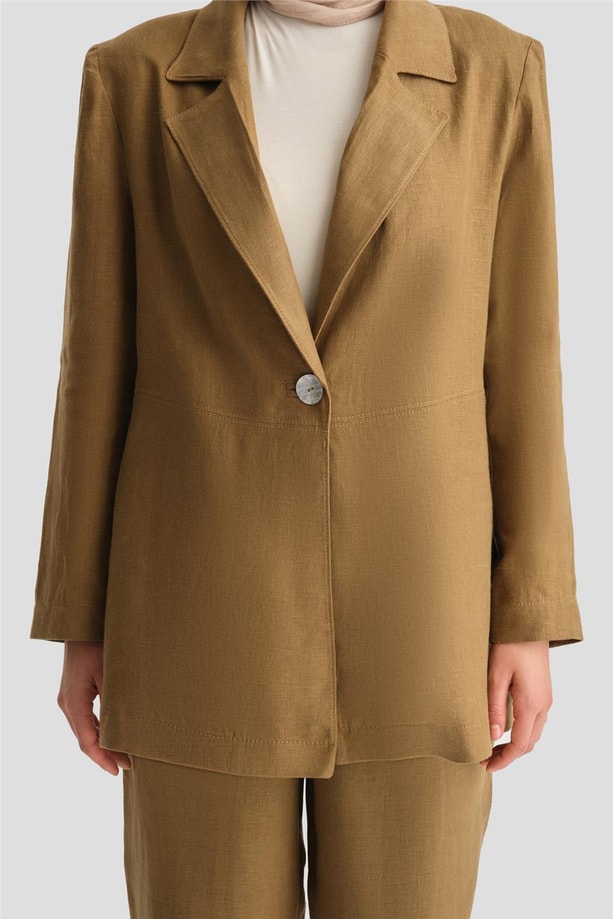 Armine Keten Ceketli Takım 24Y6821 Camel