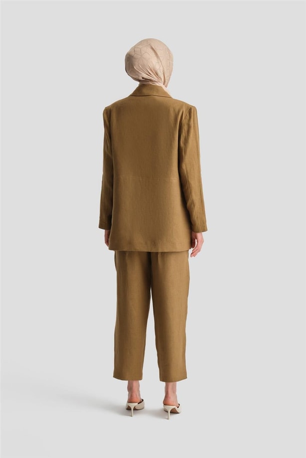 Armine Keten Ceketli Takım 24Y6821 Camel