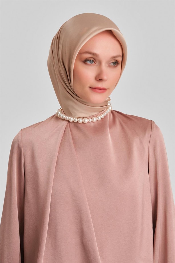 Armine Omuz Plile Abiye Elbise 24Y9819 Latte