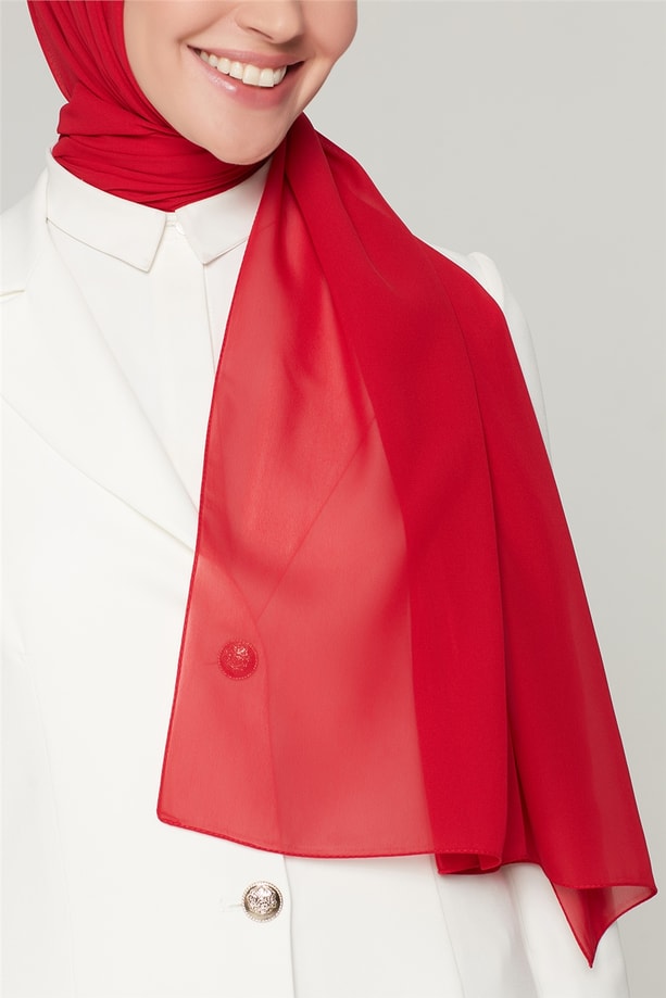 Belli Polyester Şal 00Oaat44 Kırmızı