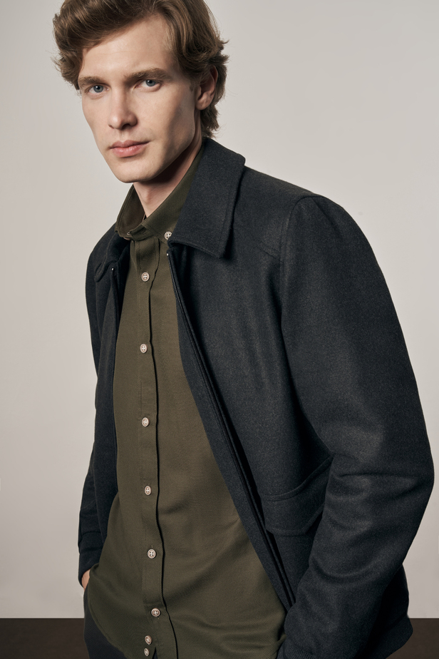 Antrasit Gömlek Yaka Casual Slim Fit Esnek Mont 1007255122