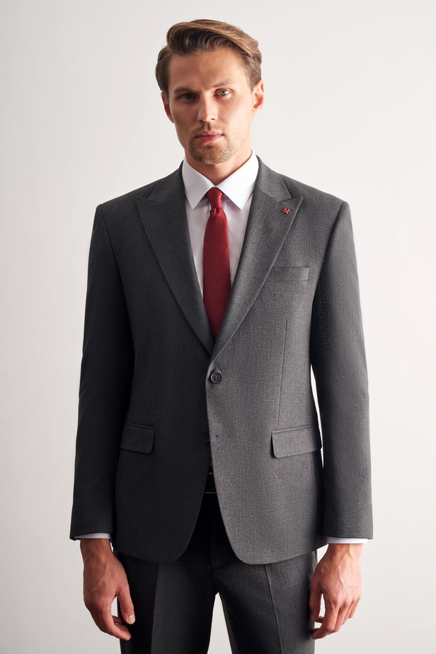 Antrasit Kırlangıç Yaka Tam Astar 6 Drop Slim Fit Takım Elbise 1001255162