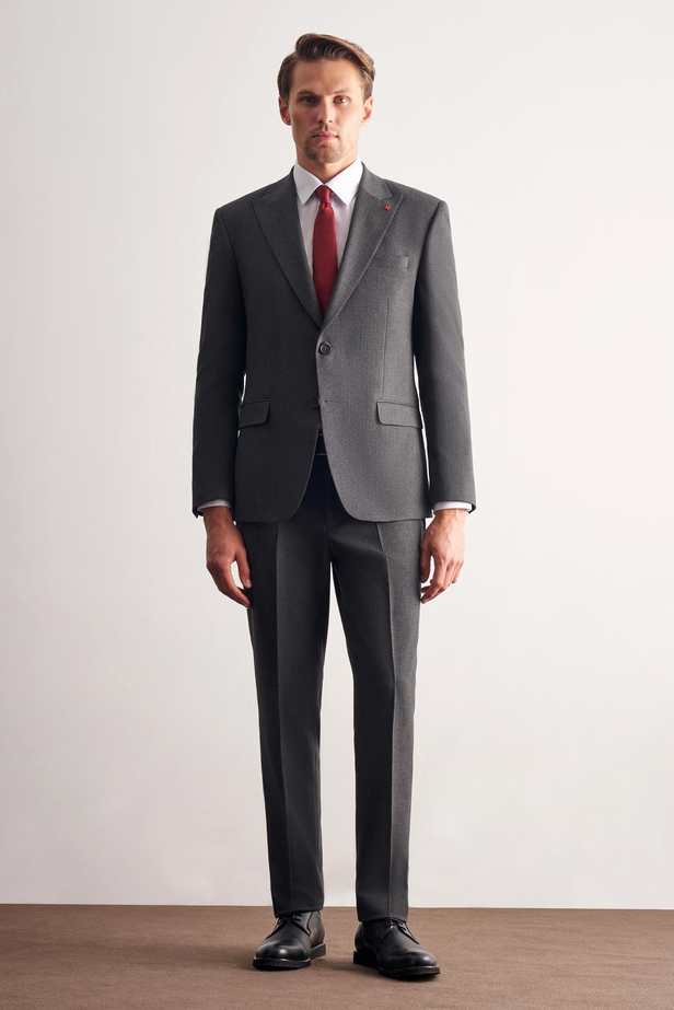 Antrasit Kırlangıç Yaka Tam Astar 6 Drop Slim Fit Takım Elbise 1001255162