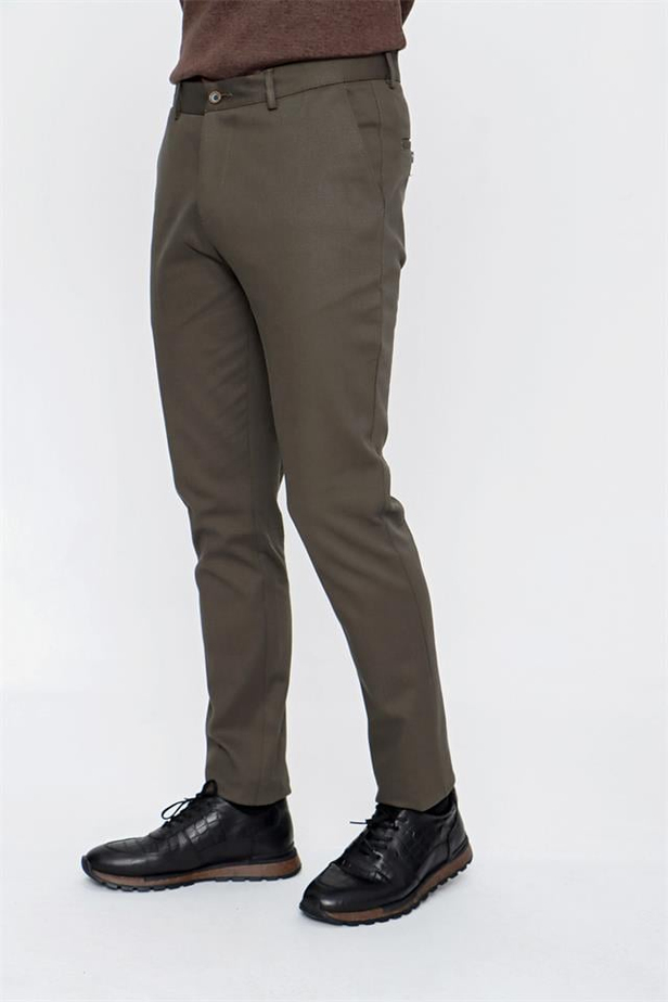 Armürlü Pamuklu Likralı Yan Cepli Slim Fit Dar Kesim Casual Pantolon 1003225163-42