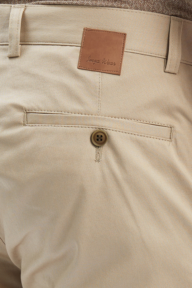 Bej Armürlü Pamuklu Likralı Yan Cepli Slim Fit Dar Kesim Casual Pantolon 1003240161