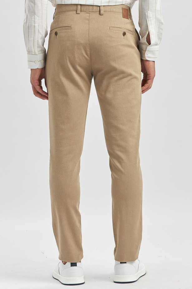 Bej Düz Armürlü Slim Fit Casual Pantolon 1003240168