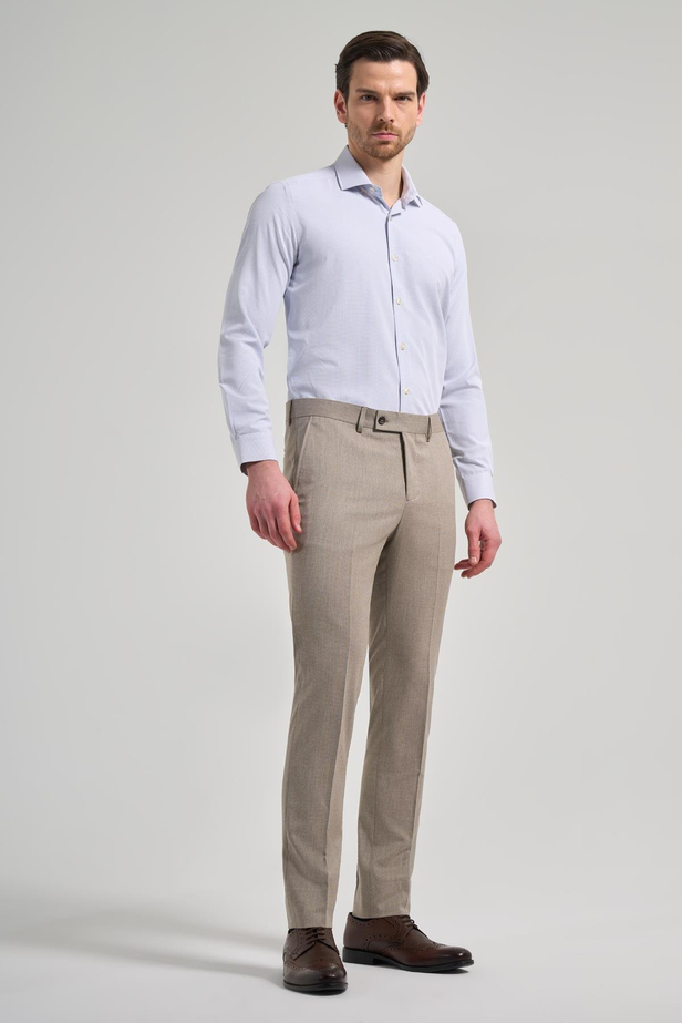 Bej Esnek Yandan Cepli Slim Fit Classic Pantolon 1003250160