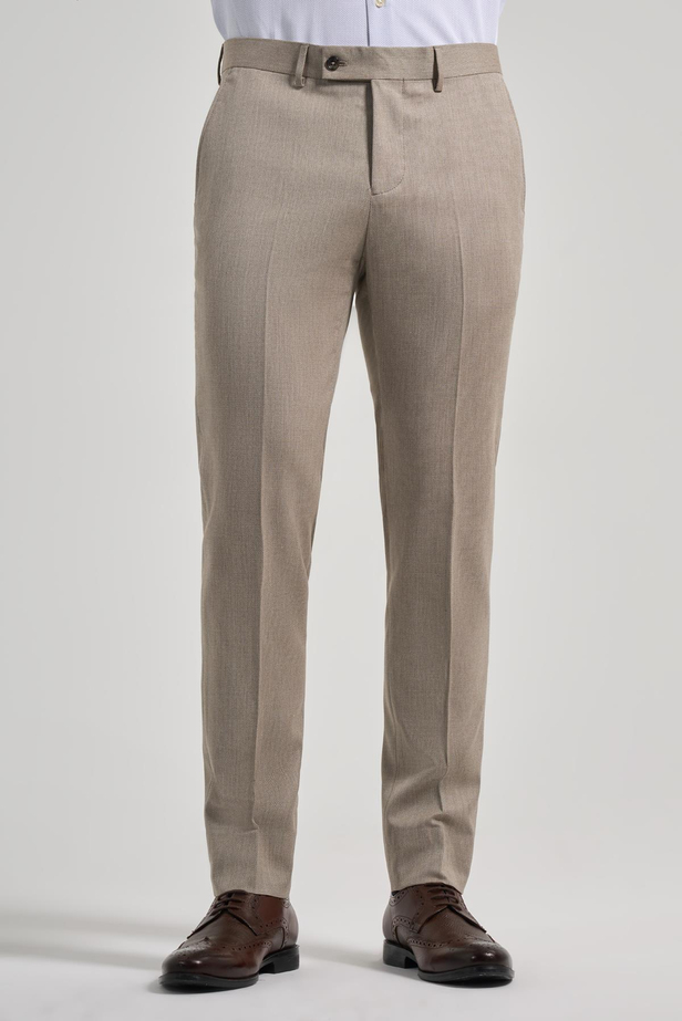 Bej Esnek Yandan Cepli Slim Fit Classic Pantolon 1003250160