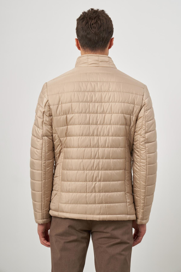 Bej Kapitone Hakim Yaka Düz Yırtmaçsız Tam Astar Slim Fit Classic Mont 1007245155