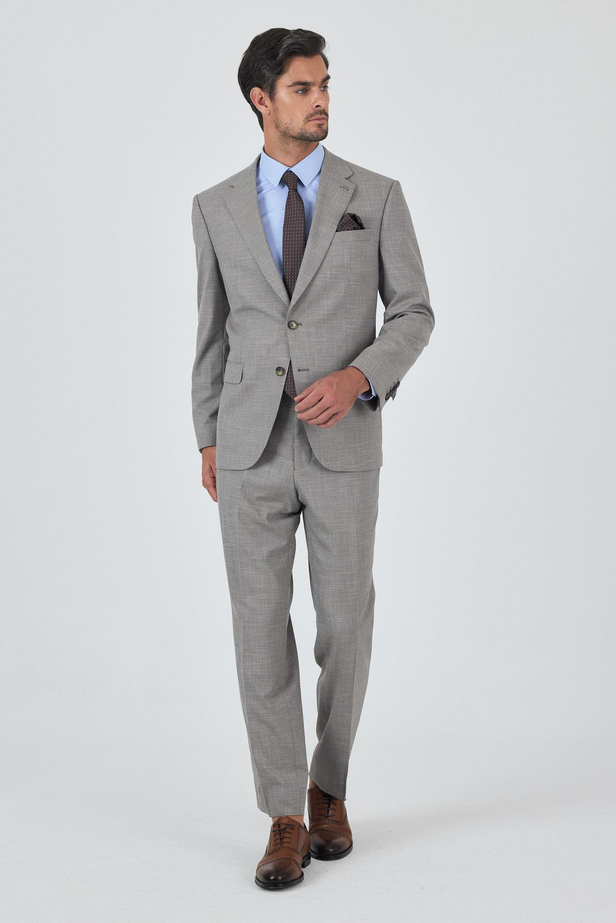 Bej Mono Yaka Esnek 4 Drop Comfort Fit Classic Takım Elbise 1001250159