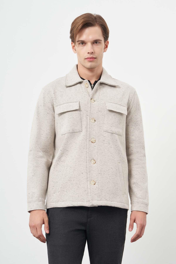 Bej Örme Polo Yaka Jakarlı Desen Yırtmaçsız Astarsız Slim Fit Classic Mont 1007245160