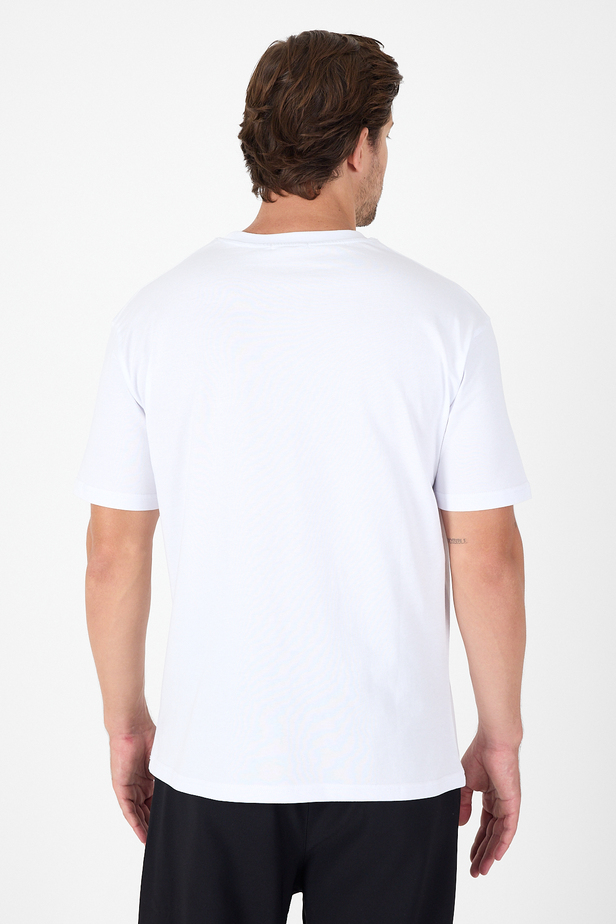 Beyaz Bisiklet Yaka Kısa Kol Slim Fit Pamuklu Tişört 1011250191