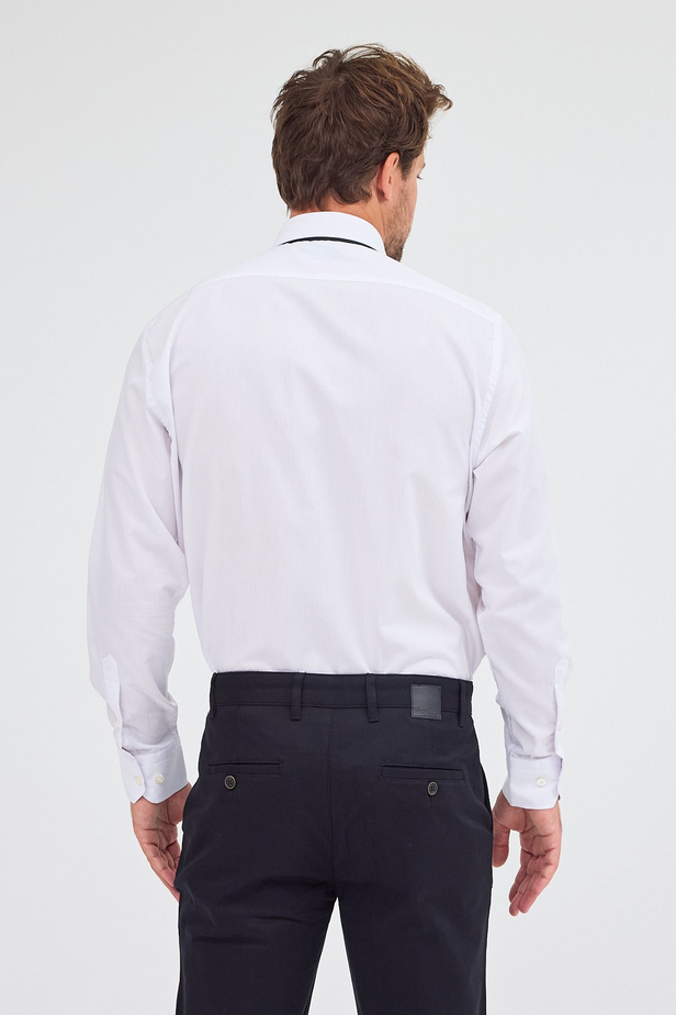 Beyaz Sert Yaka Uzun Kol Easy To Iron Comfort Fit Pamuklu Gömlek 1004255300