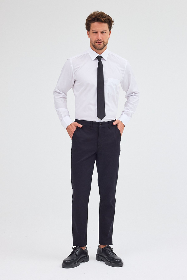 Beyaz Sert Yaka Uzun Kol Easy To Iron Comfort Fit Pamuklu Gömlek 1004255300